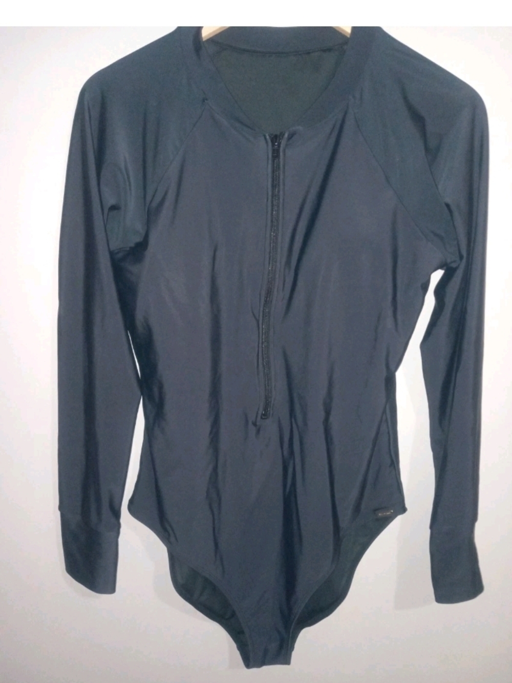 RELLECIGA Black Long-Sleeve Zip-Front Bodysuit